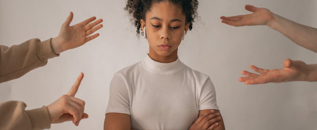 faceless people scolding discontent black girl